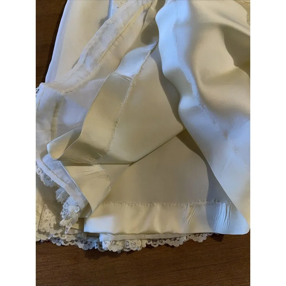 Handmade Vintage Dress Girls‎ 10 Yellowing Cottage Core Lace Wedding Pearls